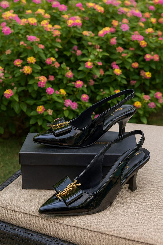 Saint Laurent tie bow buckle heel