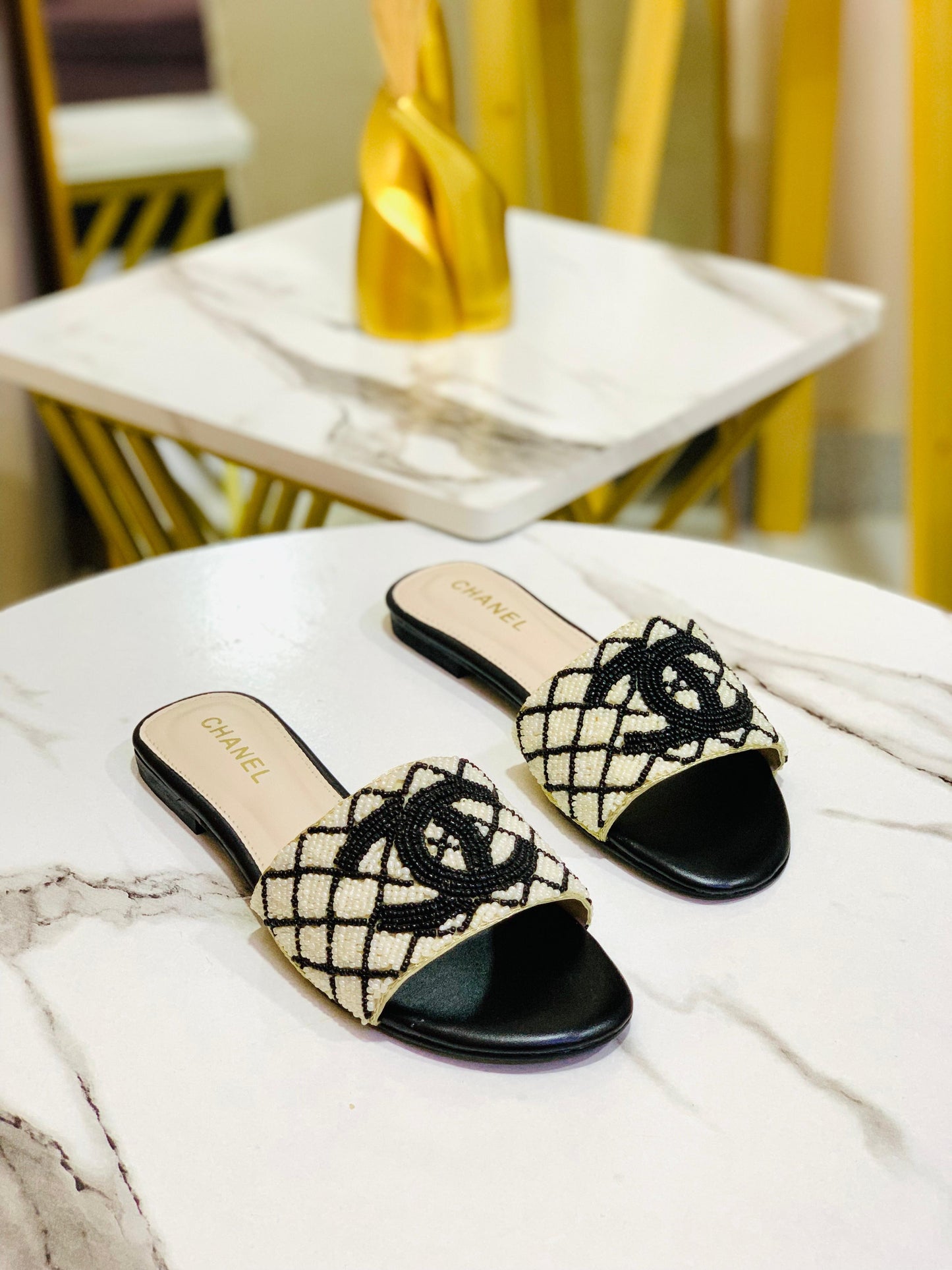 Embroidered beads flats