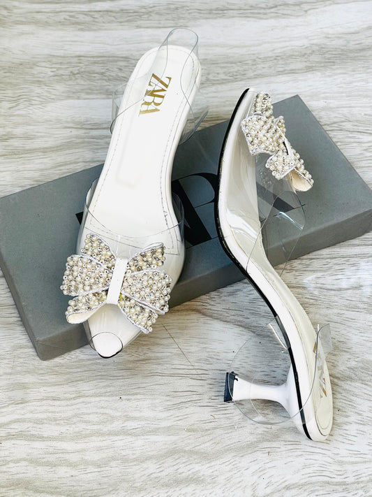 Butterfly pearl heels
