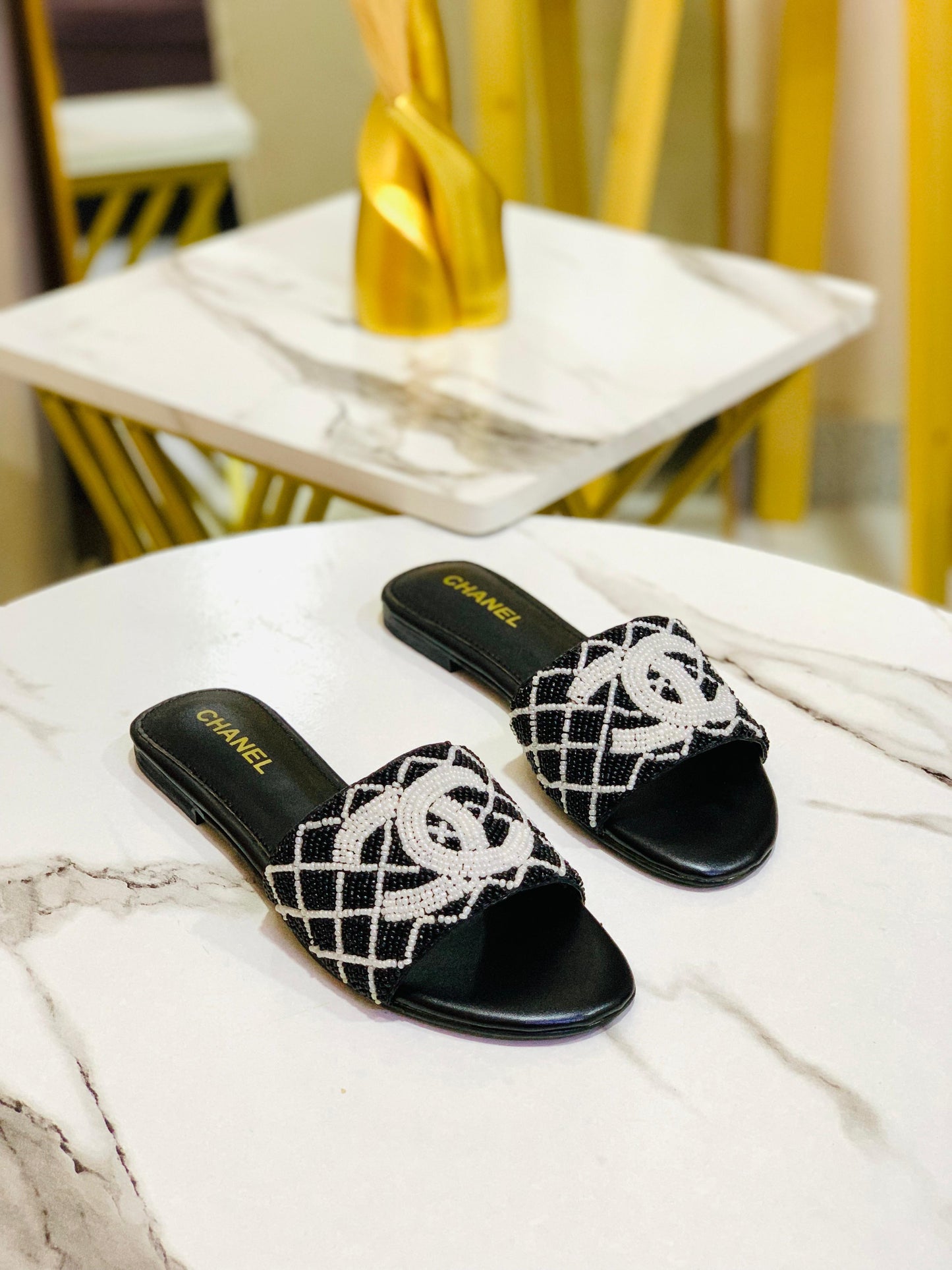 Embroidered beads flats