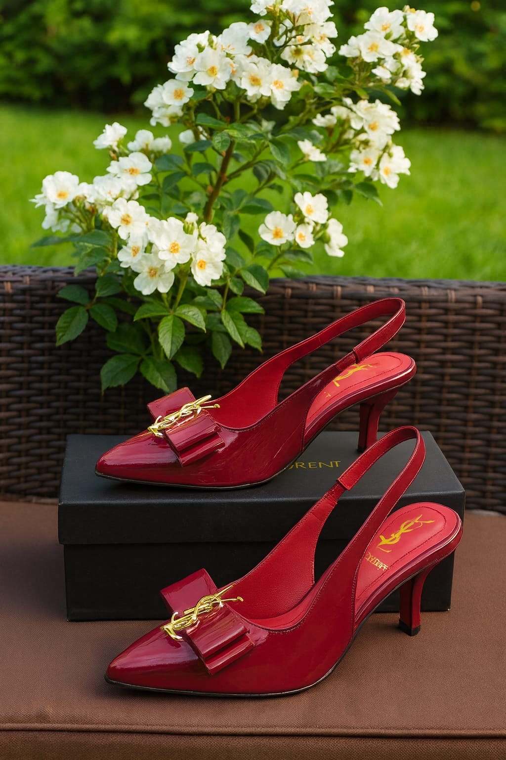 Saint Laurent tie bow buckle heel