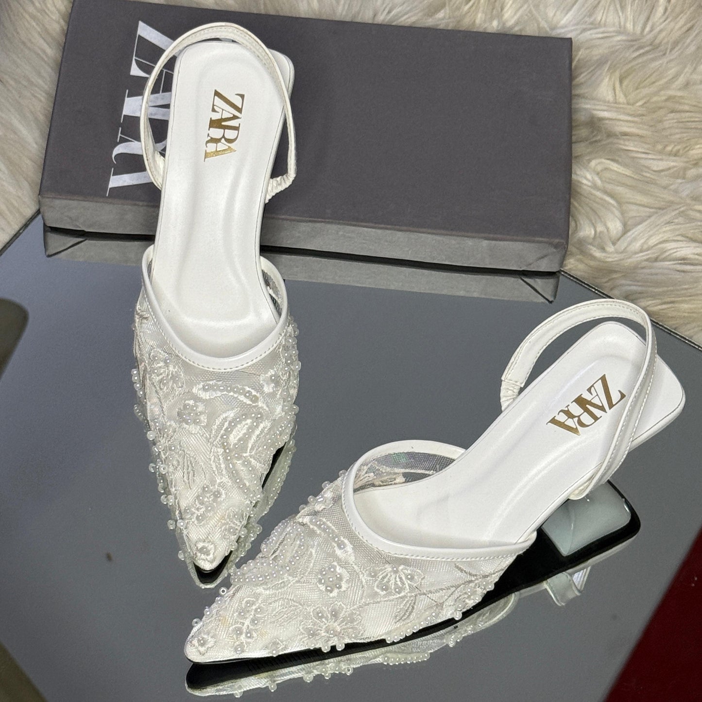 Zara flower embroidery heels