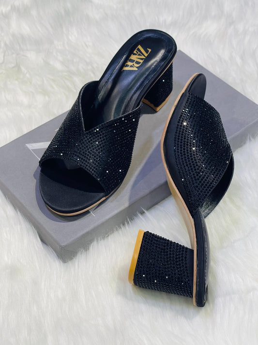 Stone block heel