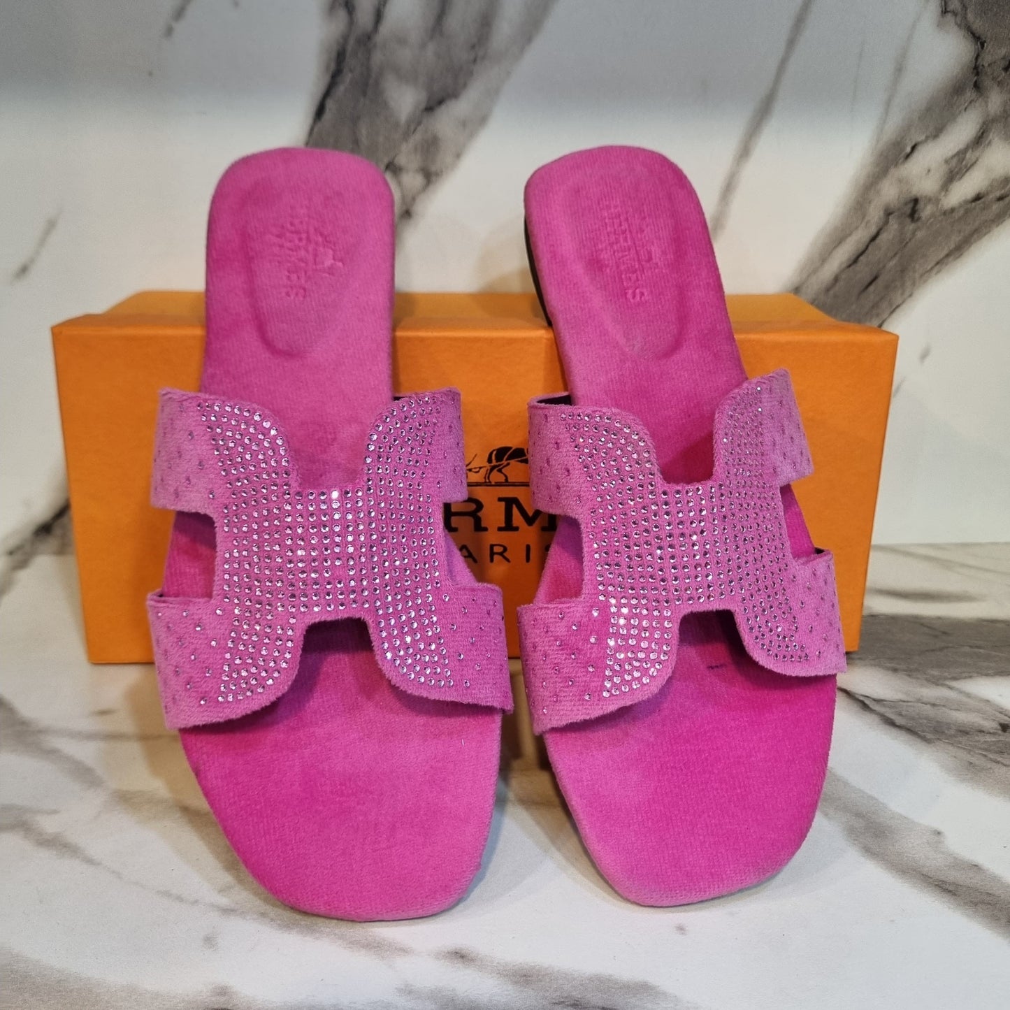 H velvet flats